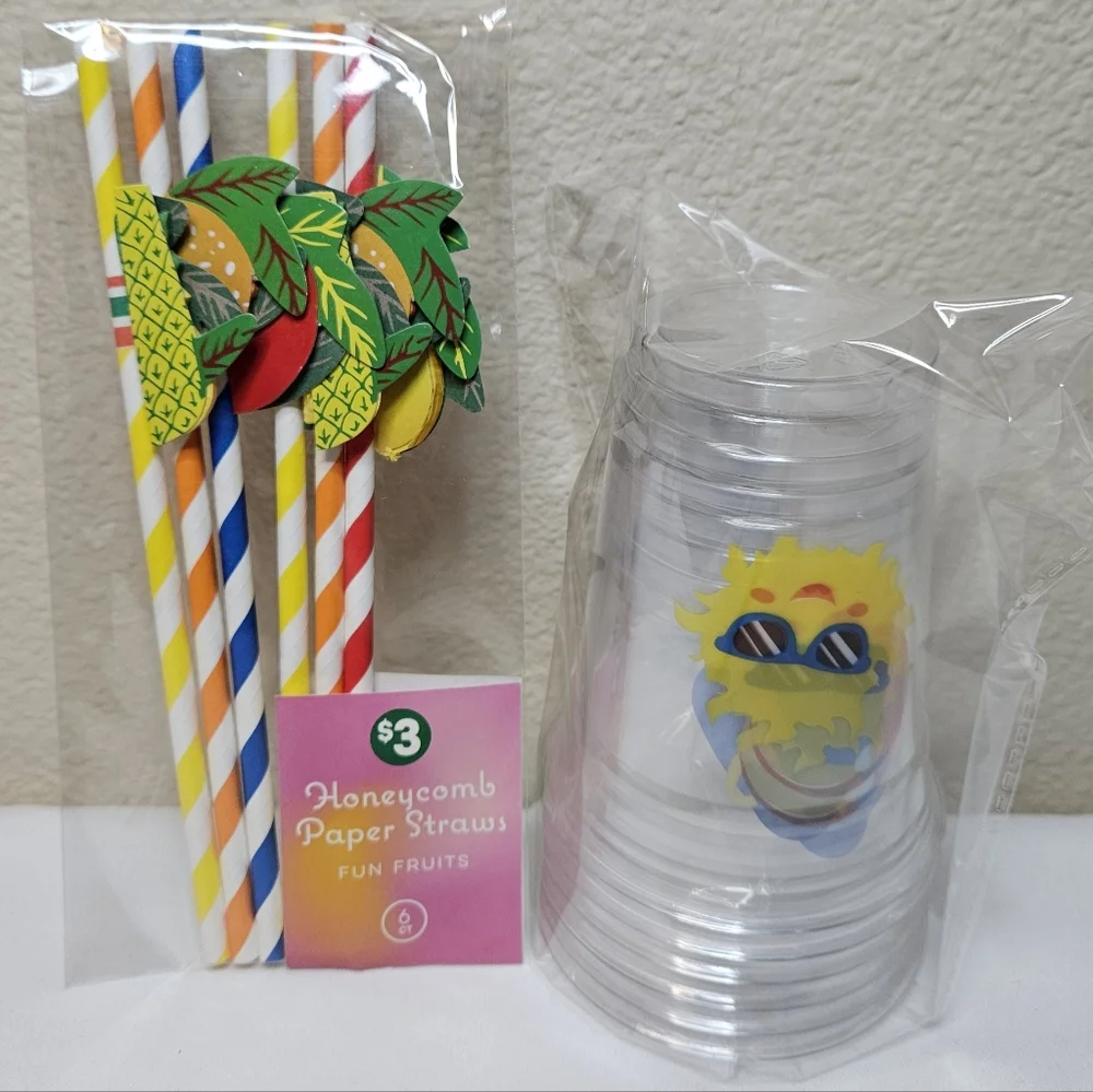 12 Count Straws And Cups Set NEW